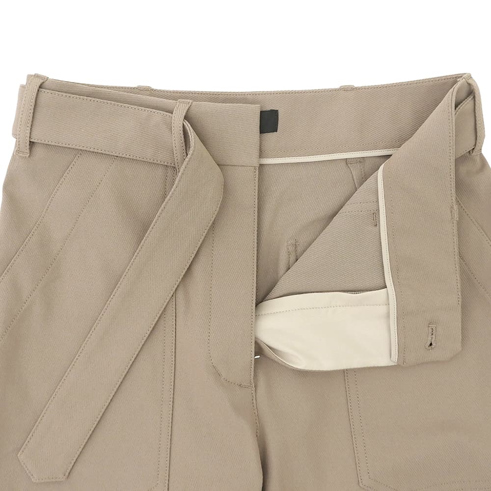 Theory セオリー 新品同様 コットン混 ベルテッド ツイル ワイドストレッチパンツ ボトムス レディース ベージュ O 25SS ボトムス