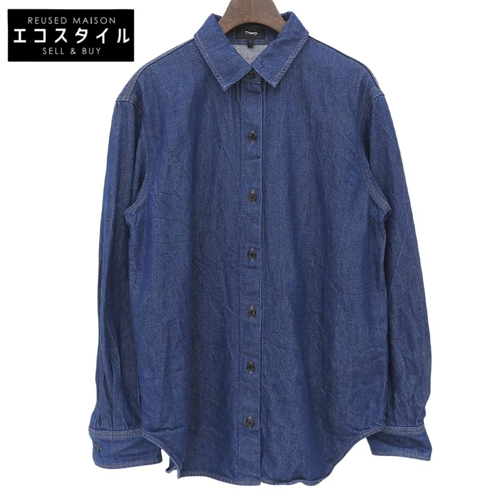 Theory セオリー コットン混 長袖 デニムシャツ トップス レディース ブルー S 25SS トップス