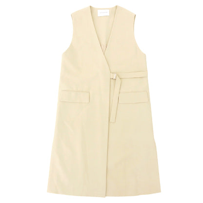 UNITED ARROWS ユナイテッドアローズ オープンカラー ロングジレ ベスト レディース ベージュ ベスト