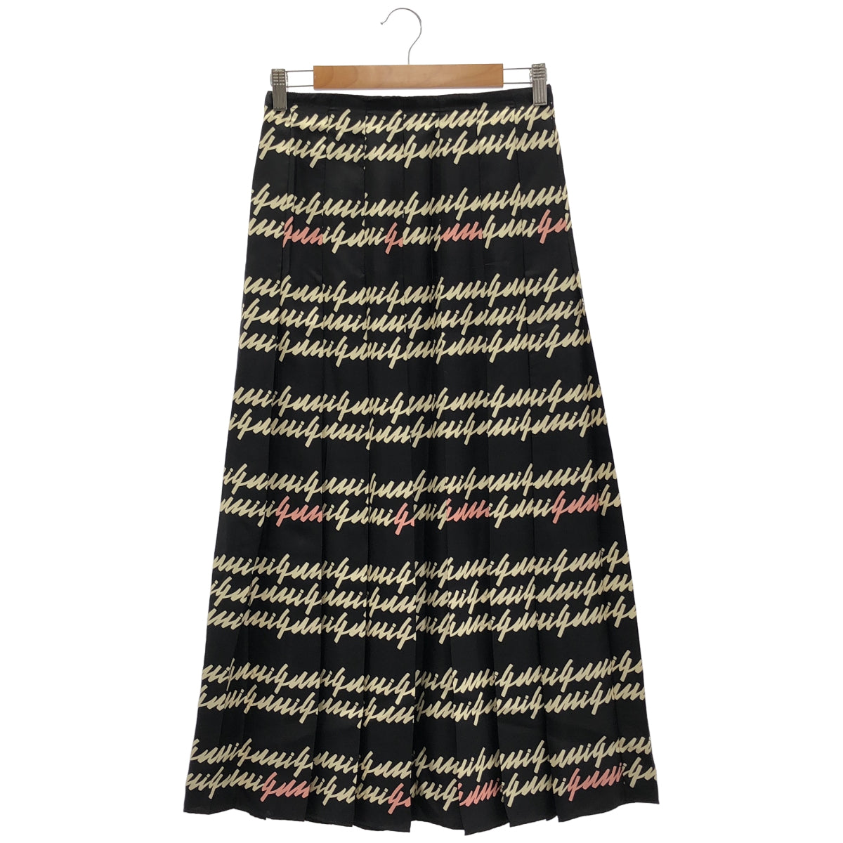 GUCCI グッチ 751307 23AW ブラック シルク100 Script Print 総柄プリーツロングスカート ボトムス