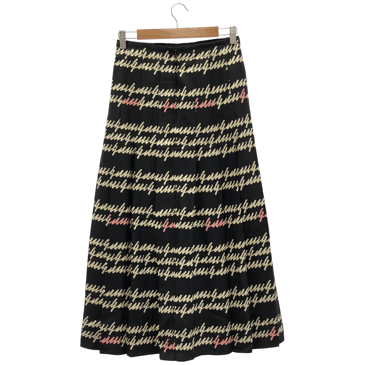 GUCCI グッチ 751307 23AW ブラック シルク100 Script Print 総柄プリーツロングスカート ボトムス