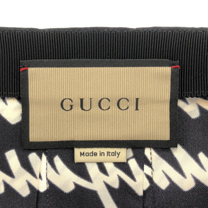 GUCCI グッチ 751307 23AW ブラック シルク100 Script Print 総柄プリーツロングスカート ボトムス