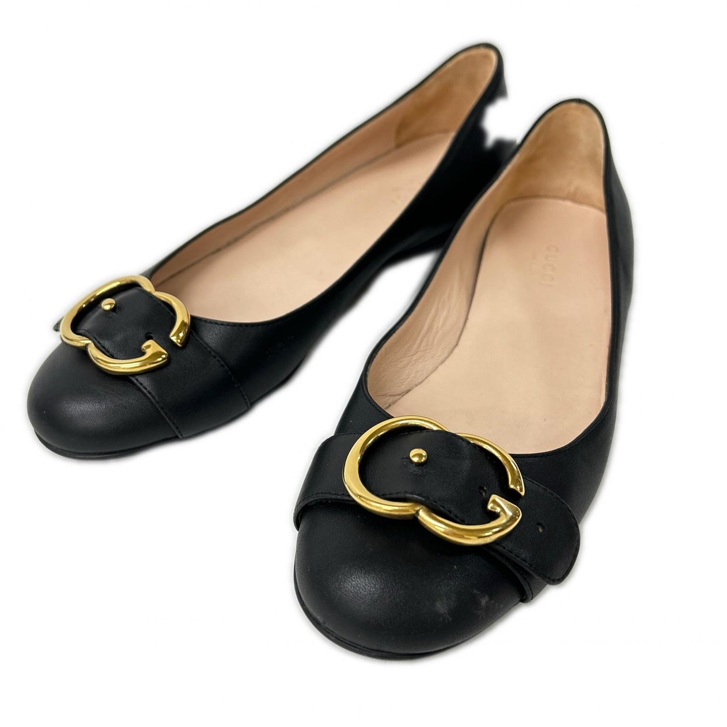 GUCCI グッチ 428565 GGバックル ベルト ラウンドトゥ レザー フラット シューズ シューズ