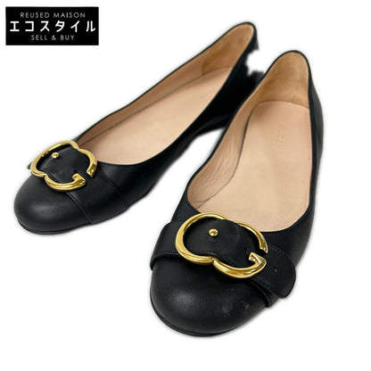 GUCCI グッチ 428565 GGバックル ベルト ラウンドトゥ レザー フラット シューズ シューズ