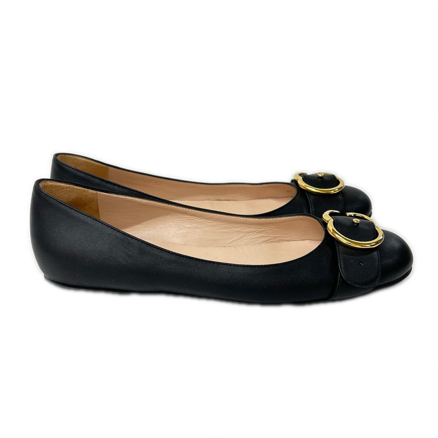 GUCCI グッチ 428565 GGバックル ベルト ラウンドトゥ レザー フラット シューズ シューズ