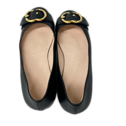 GUCCI グッチ 428565 GGバックル ベルト ラウンドトゥ レザー フラット シューズ シューズ