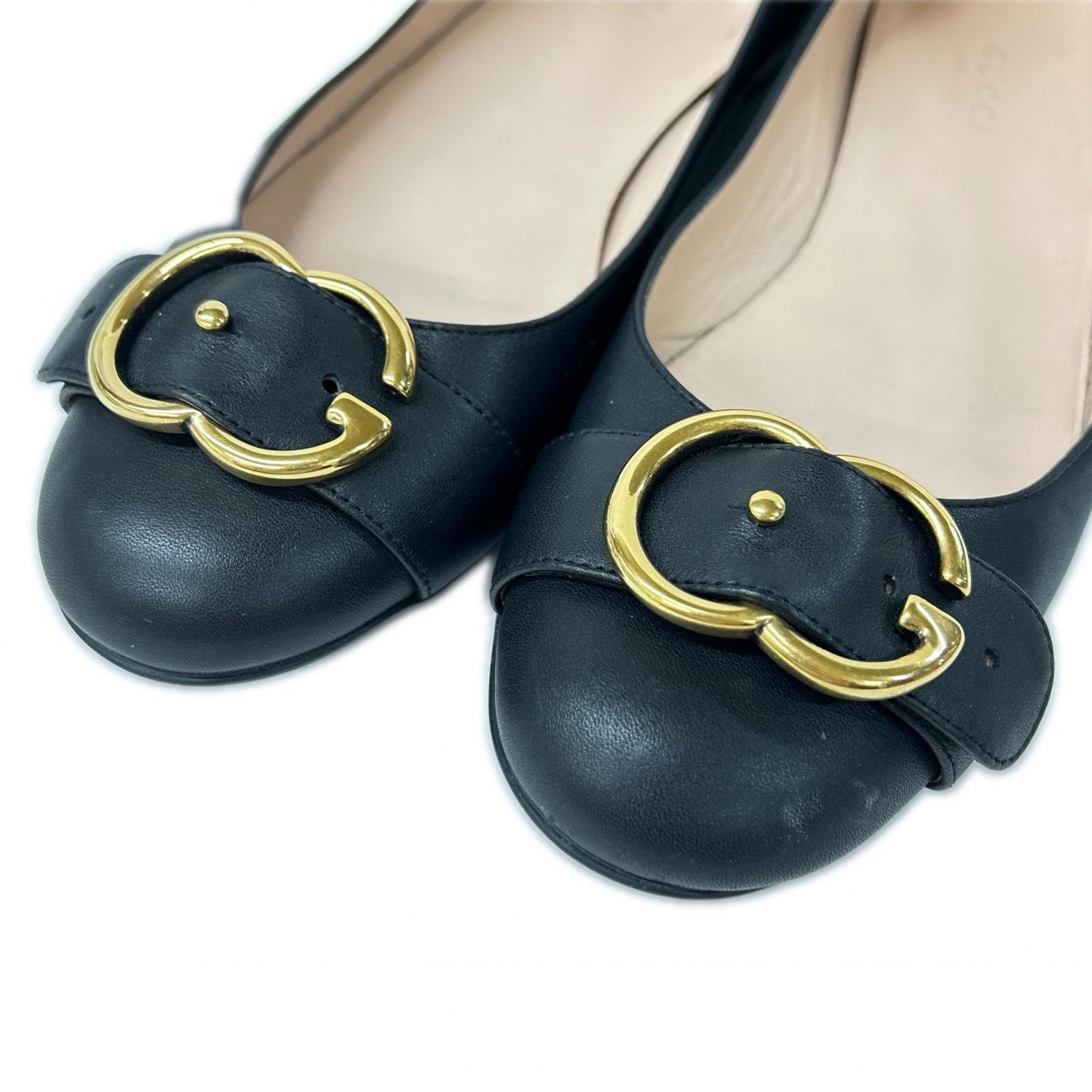 GUCCI グッチ 428565 GGバックル ベルト ラウンドトゥ レザー フラット シューズ シューズ
