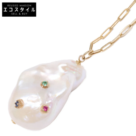 ColouR Jewelry コロル ジュエリー K18 ルビー・エメラルド・サファイア 淡水バロックパール ネックレス