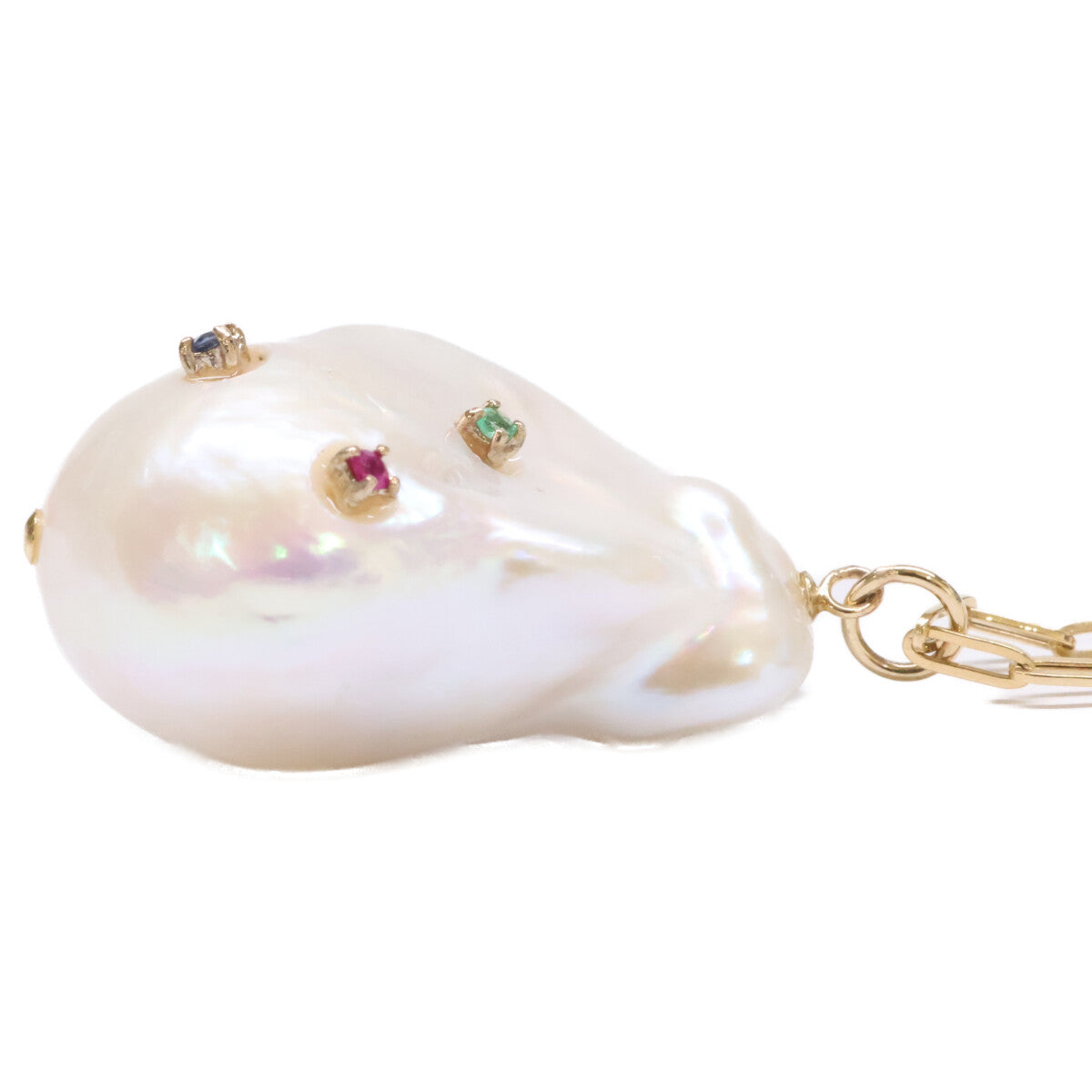 ColouR Jewelry コロル ジュエリー K18 ルビー・エメラルド・サファイア 淡水バロックパール ネックレス