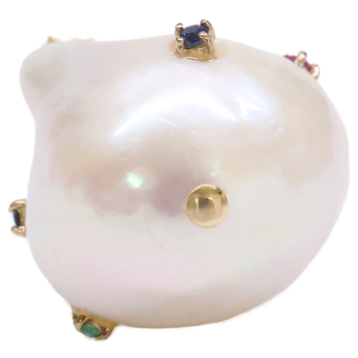 ColouR Jewelry コロル ジュエリー K18 ルビー・エメラルド・サファイア 淡水バロックパール ネックレス