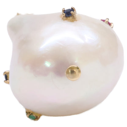 ColouR Jewelry コロル ジュエリー K18 ルビー・エメラルド・サファイア 淡水バロックパール ネックレス
