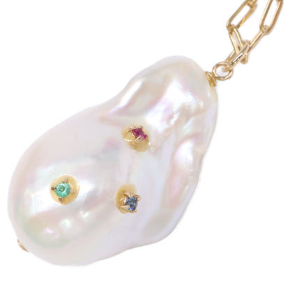 ColouR Jewelry コロル ジュエリー K18 ルビー・エメラルド・サファイア 淡水バロックパール ネックレス