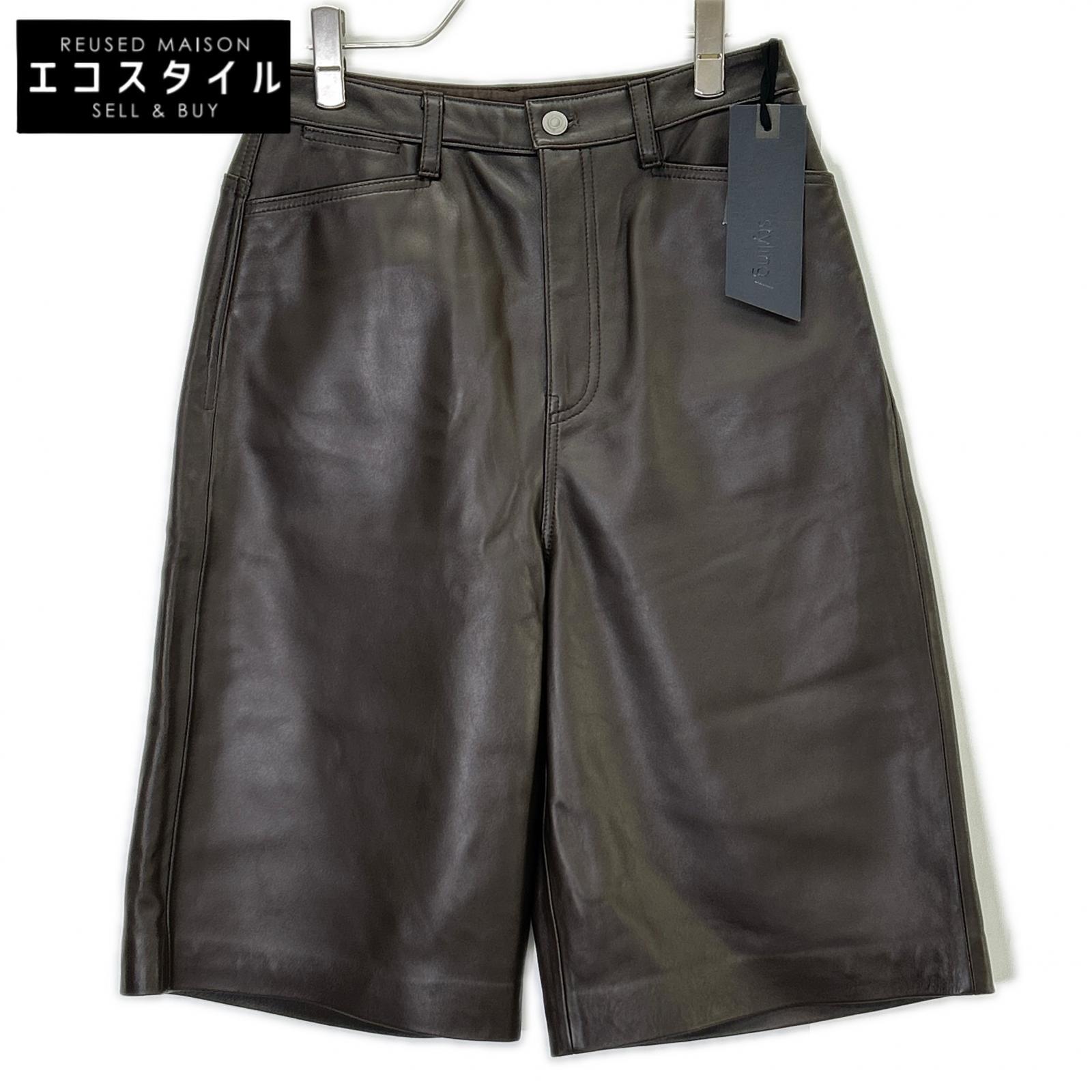 styling/ スタイリング 16WFP254013 25年製 ブラウン ラムレザーハーフパンツ ボトムス