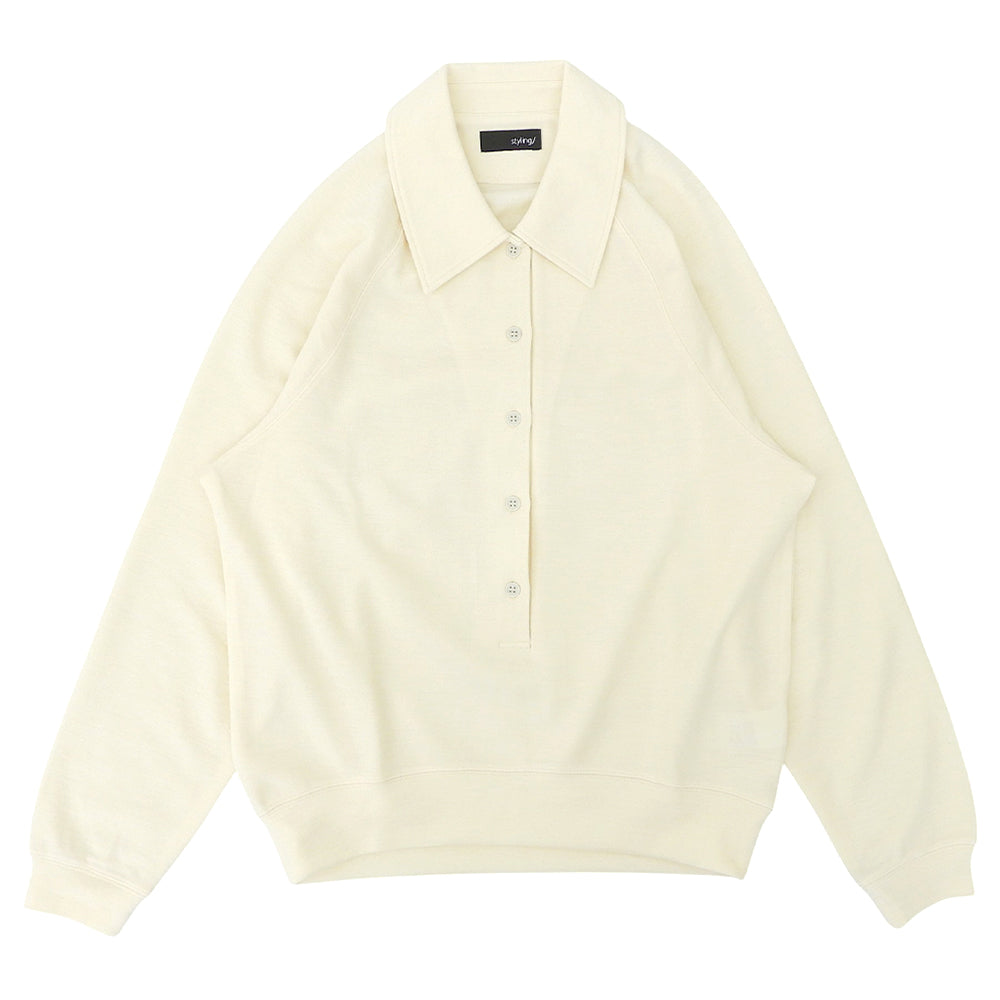 styling/ スタイリング 新品同様 ラグランスリーブ オーバーポロシャツ トップス レディース アイボリー ONE 16WCT255016 25年製 トップス