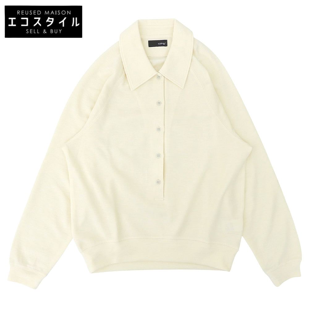 styling/ スタイリング 新品同様 ラグランスリーブ オーバーポロシャツ トップス レディース アイボリー ONE 16WCT255016 25年製 トップス