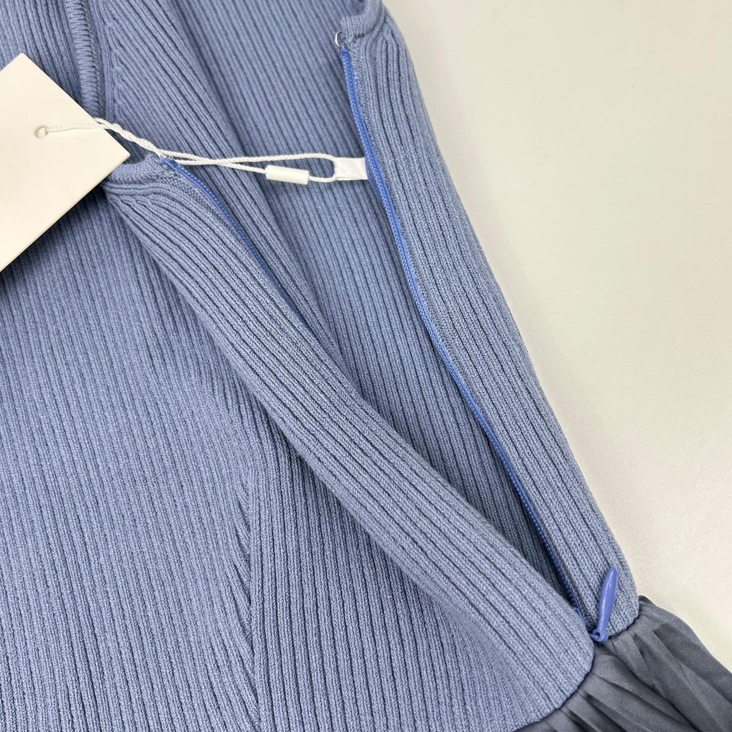 FRAY I.D フレイアイディー FWNO254160 25年製 ライトブルー ニットドッキングプリーツワンピース ワンピース