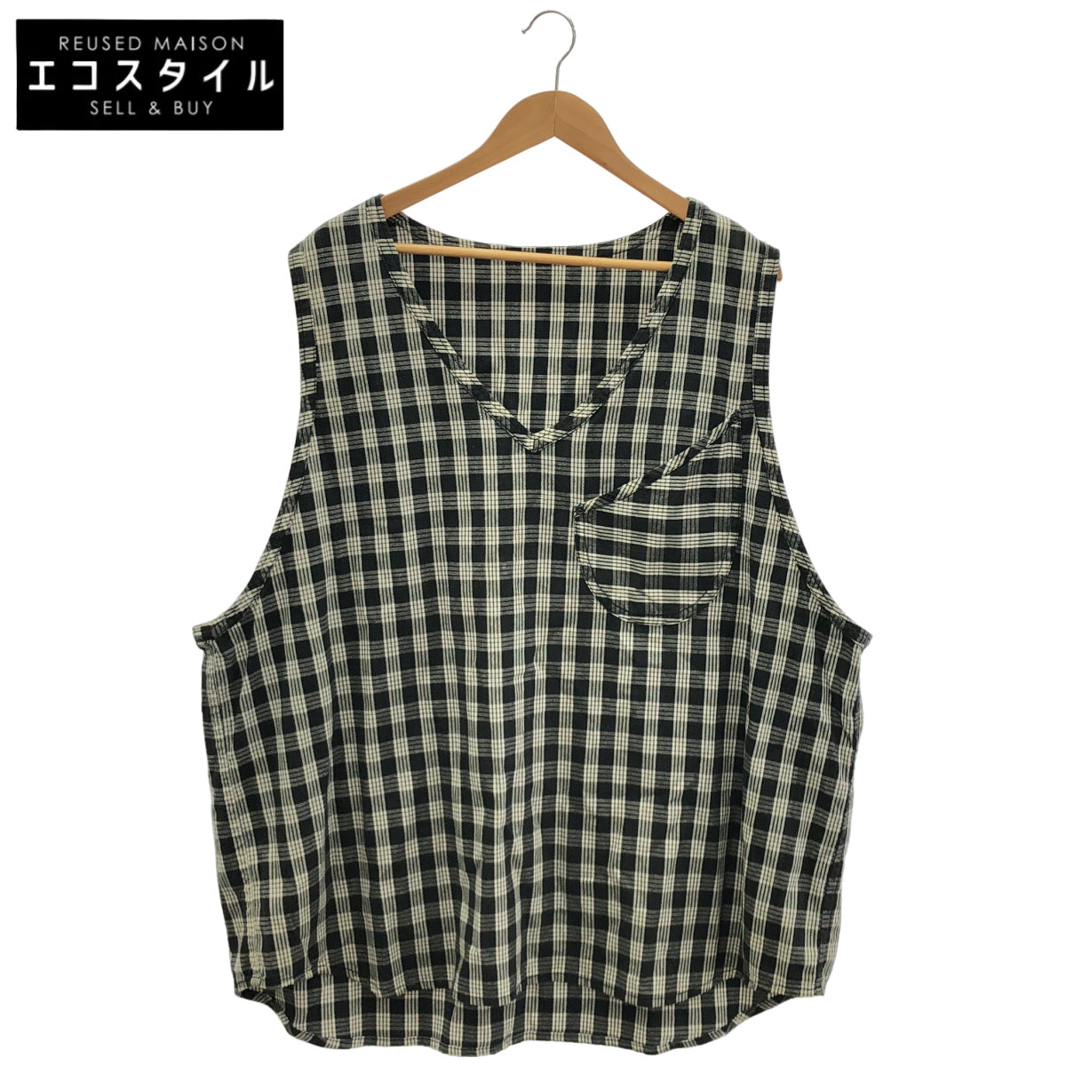 Porter Classic ポータークラシック ブラック×ホワイト コットン PALAKA PULLOVER VEST/パラカプルオーバーベスト トップス