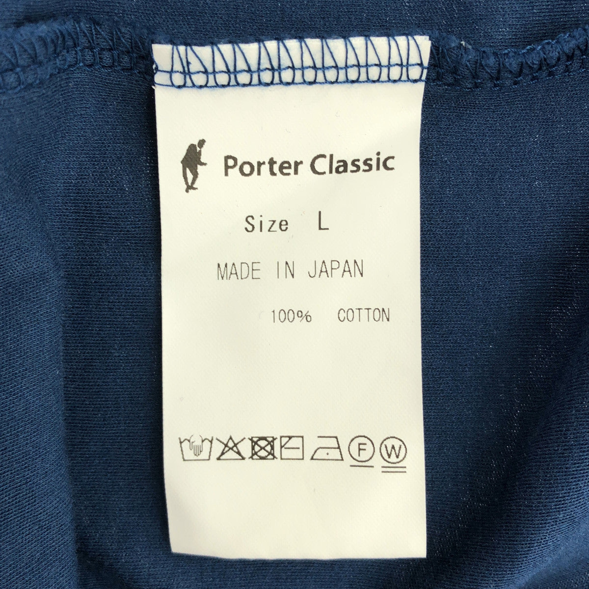 Porter Classic ポータークラシック インディゴ コットン スクエアパッチ ショートスリーブカットソー トップス