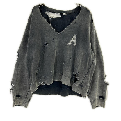 ANCELLM アンセルム ANC-CT88 25SS ブラック HARD CRASH SWEAT SHIRT ハードクラッシュスウェットシャツ トップス