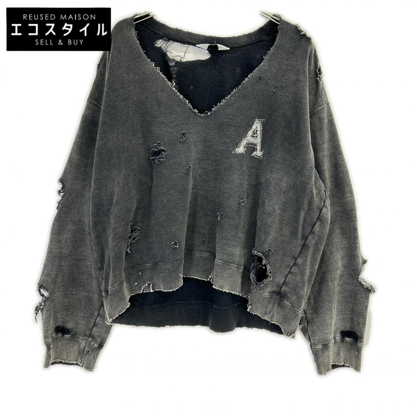 ANCELLM アンセルム ANC-CT88 25SS ブラック HARD CRASH SWEAT SHIRT ハードクラッシュスウェットシャツ トップス