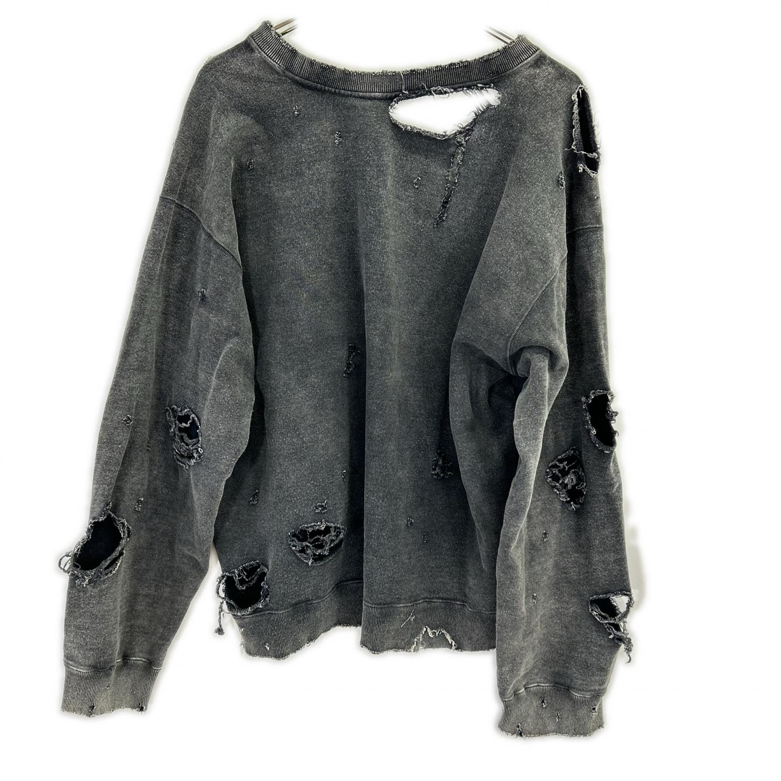 ANCELLM アンセルム ANC-CT88 25SS ブラック HARD CRASH SWEAT SHIRT ハードクラッシュスウェットシャツ トップス