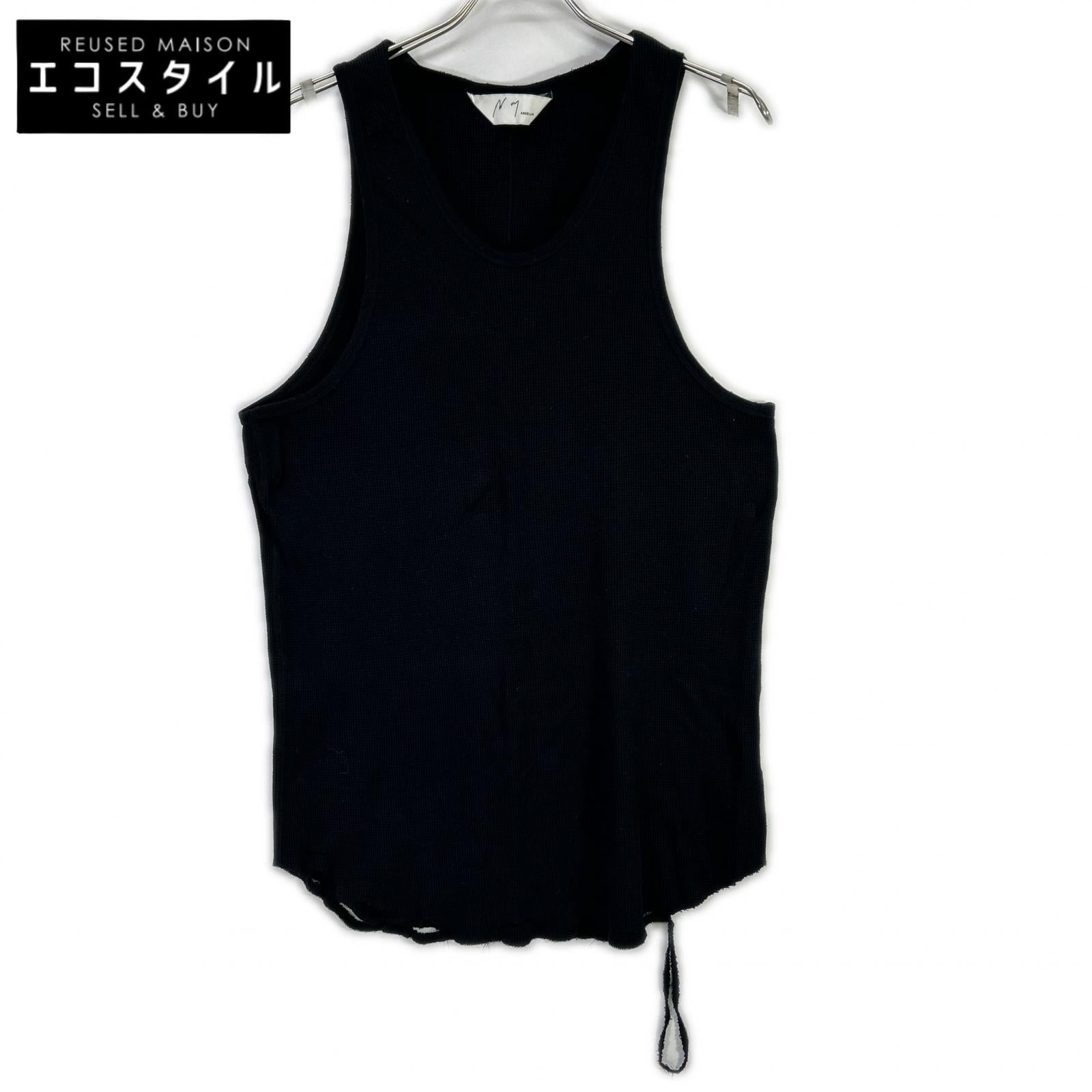 ANCELLM アンセルム ANC-CT57 24SS ブラック DAMAGE WAFFLE TANK TOP ダメージワッフルタンクトップ トップス
