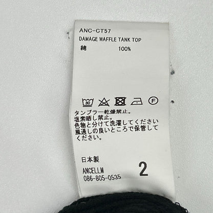 ANCELLM アンセルム ANC-CT57 24SS ブラック DAMAGE WAFFLE TANK TOP ダメージワッフルタンクトップ トップス