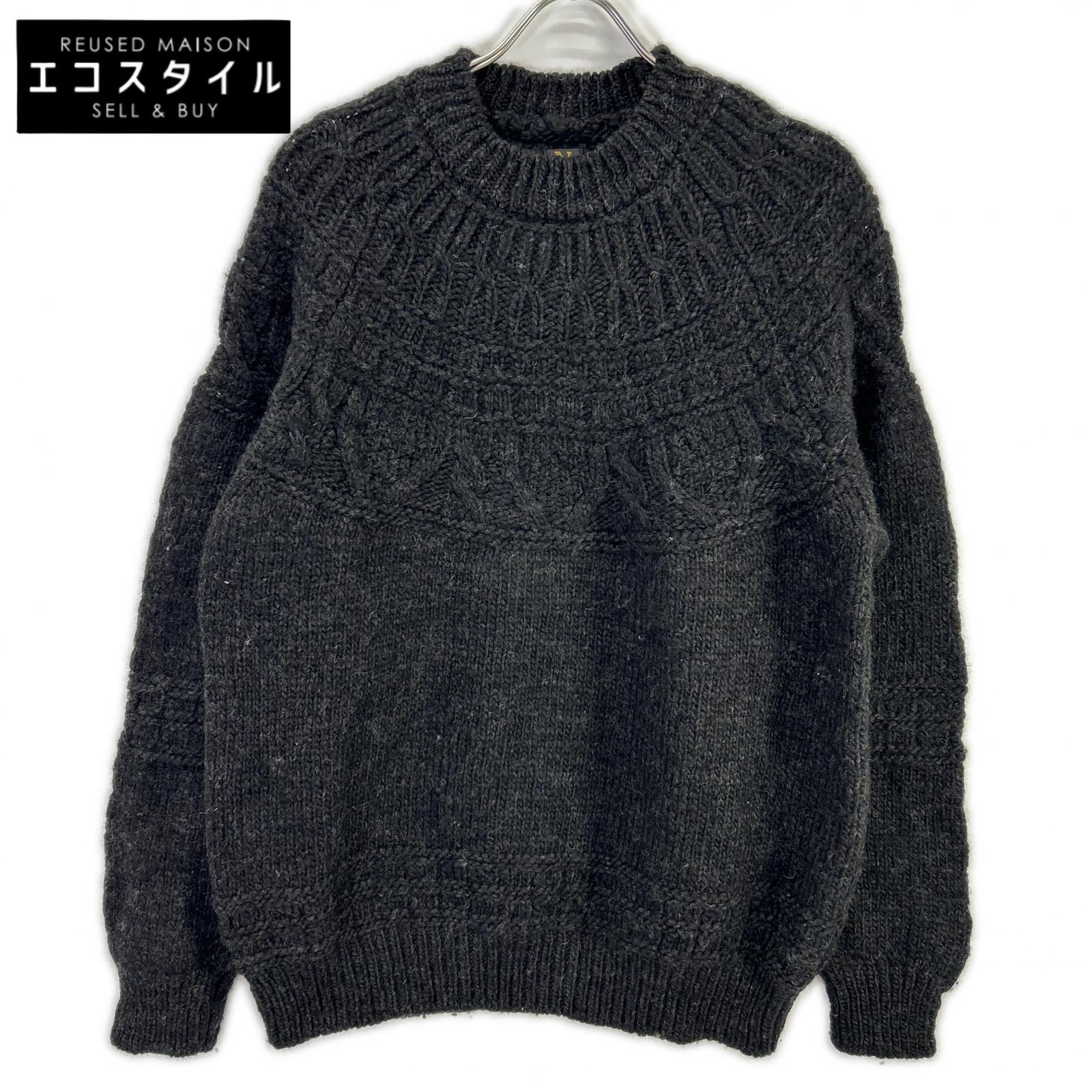 BATONER バトナー BN-21FM-054 ブラック SPREAD ALAN CREW NECK アランクルーネックニット トップス