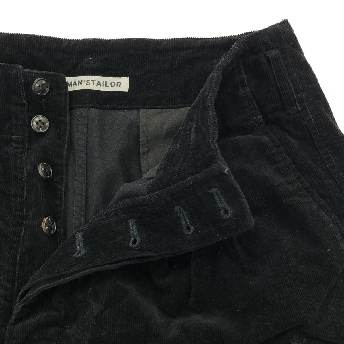 OLDMAN'S TAILOR オールドマンズテーラー ブラック コーデュロイ ボタンフライカーゴパンツ ボトムス
