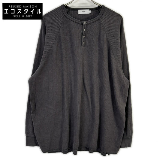 Graphpaper グラフペーパー GU231-70318B グレー Waffle L/S Henley Neck Tee ヘンリーネック長袖カットソー トップス