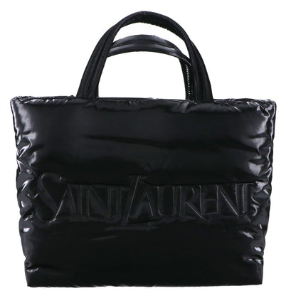 SAINT LAURENT PARIS サンローランパリ 新品同様 756269 シルクテックキャンバス エンボスロゴ ワイドパファー トートバッグ