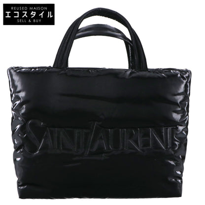 SAINT LAURENT PARIS サンローランパリ 新品同様 756269 シルクテックキャンバス エンボスロゴ ワイドパファー トートバッグ