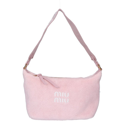 MIUMIU ミュウミュウ 美品 5NE841 パイル素材 テリークロスミニバッグ キャンバステープ ワンショルダーバッグ ハンドバッグ