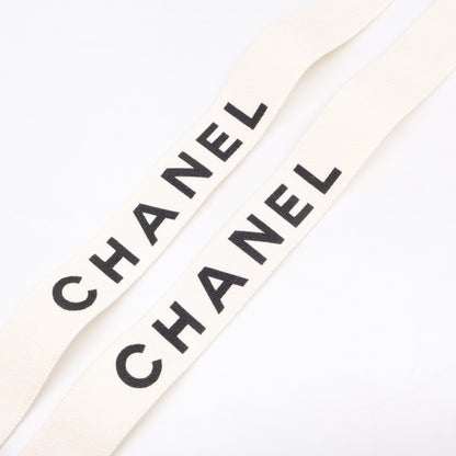 CHANEL シャネル 新品同様 97P レザー/ファブリック ロゴデザイン サスペンダー ベルト