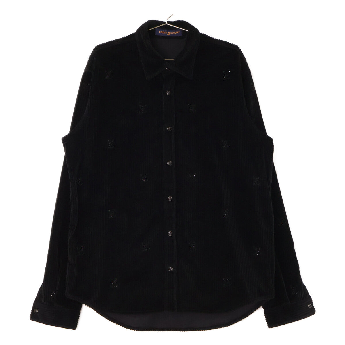 LOUIS VUITTON ルイヴィトン 【美品/国内正規/25SS】RM251M9 MPU HSS35W LVラインストーンロゴ コーデュロイ 長袖シャツ トップス