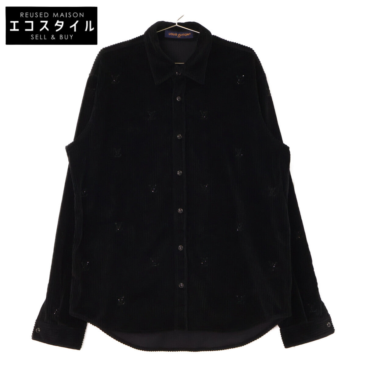 LOUIS VUITTON ルイヴィトン 【美品/国内正規/25SS】RM251M9 MPU HSS35W LVラインストーンロゴ コーデュロイ 長袖シャツ トップス