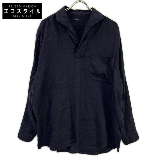 COMOLI コモリ 23SS X01-02023 ネイビー リネン100 リネンツイル スキッパーシャツ トップス