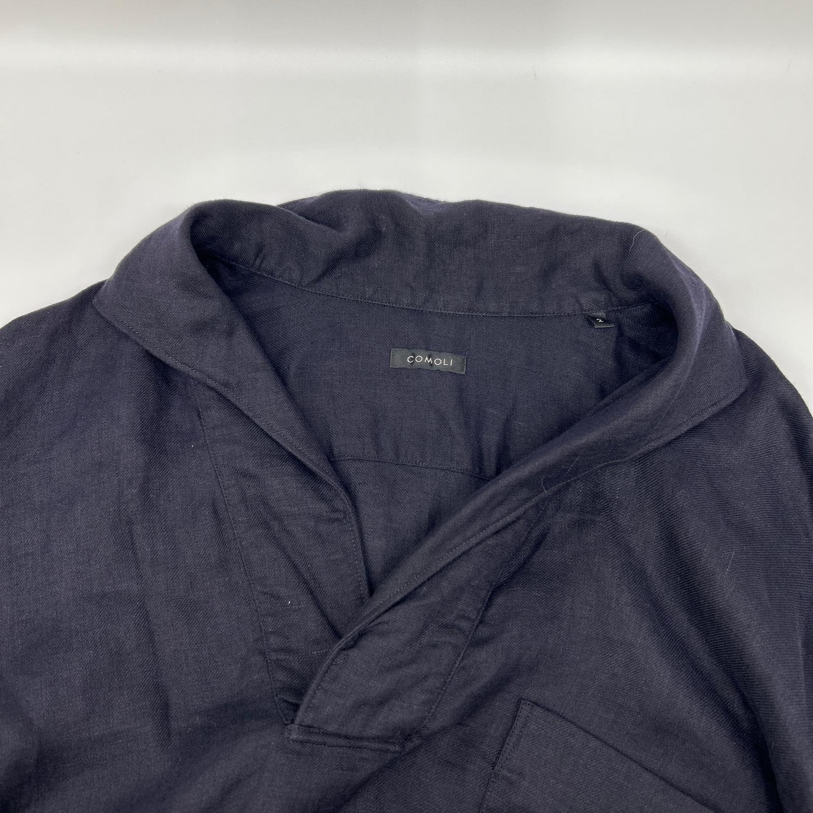 COMOLI コモリ 23SS X01-02023 ネイビー リネン100 リネンツイル スキッパーシャツ トップス