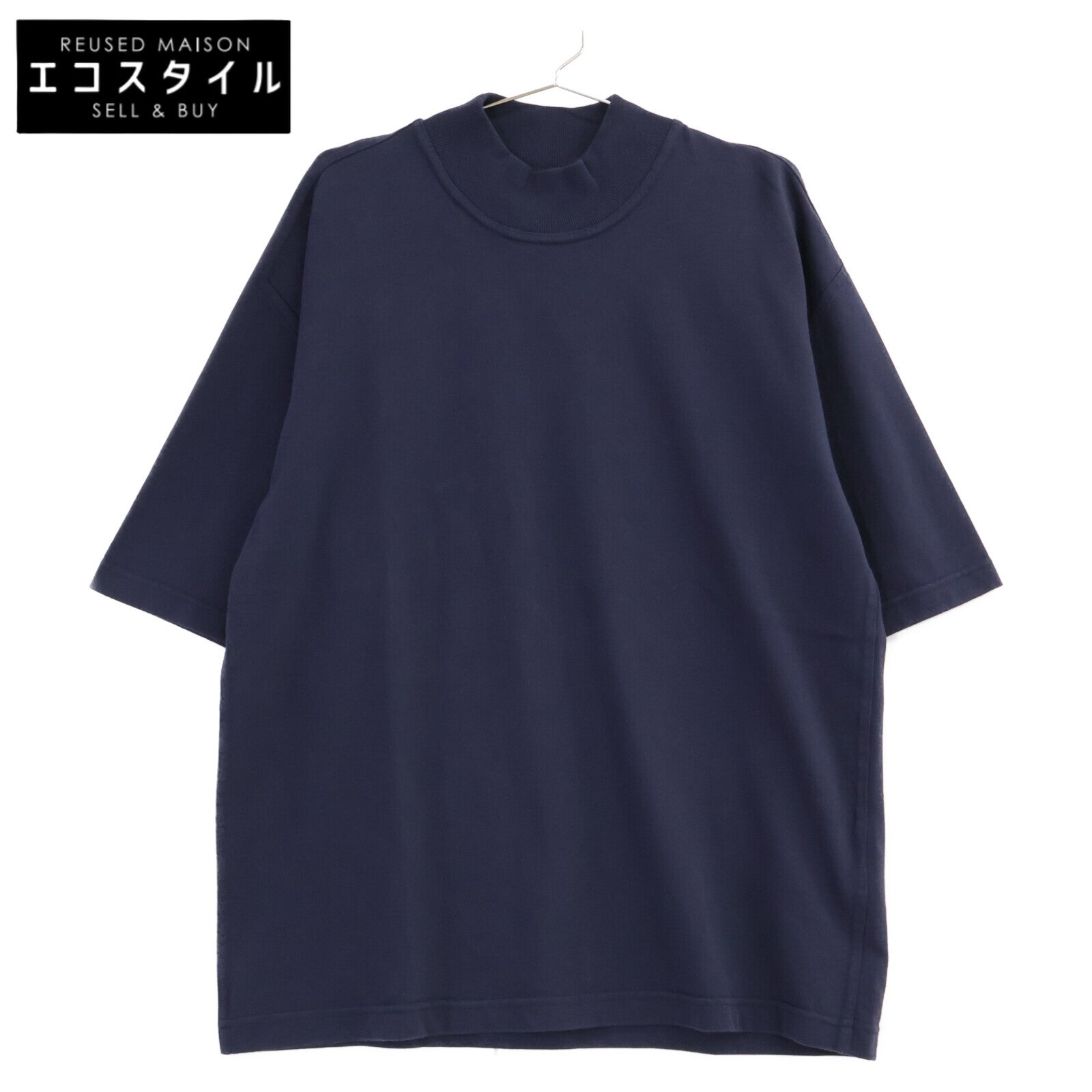 BOTTEGA VENETA ボッテガヴェネタ 729327 ネイビー バックトライアングルデザイン モックネックTプルオーバーTシャツ トップス
