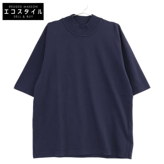 BOTTEGA VENETA ボッテガヴェネタ 729327 ネイビー バックトライアングルデザイン モックネックTプルオーバーTシャツ トップス
