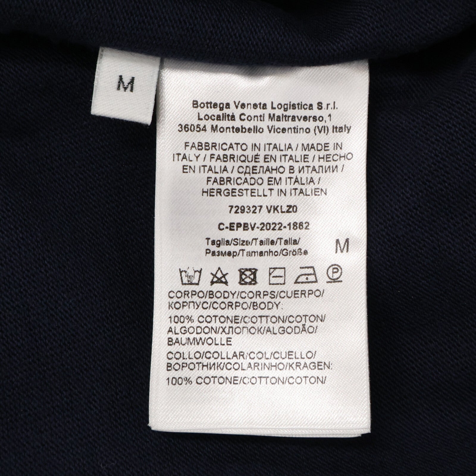 BOTTEGA VENETA ボッテガヴェネタ 729327 ネイビー バックトライアングルデザイン モックネックTプルオーバーTシャツ トップス