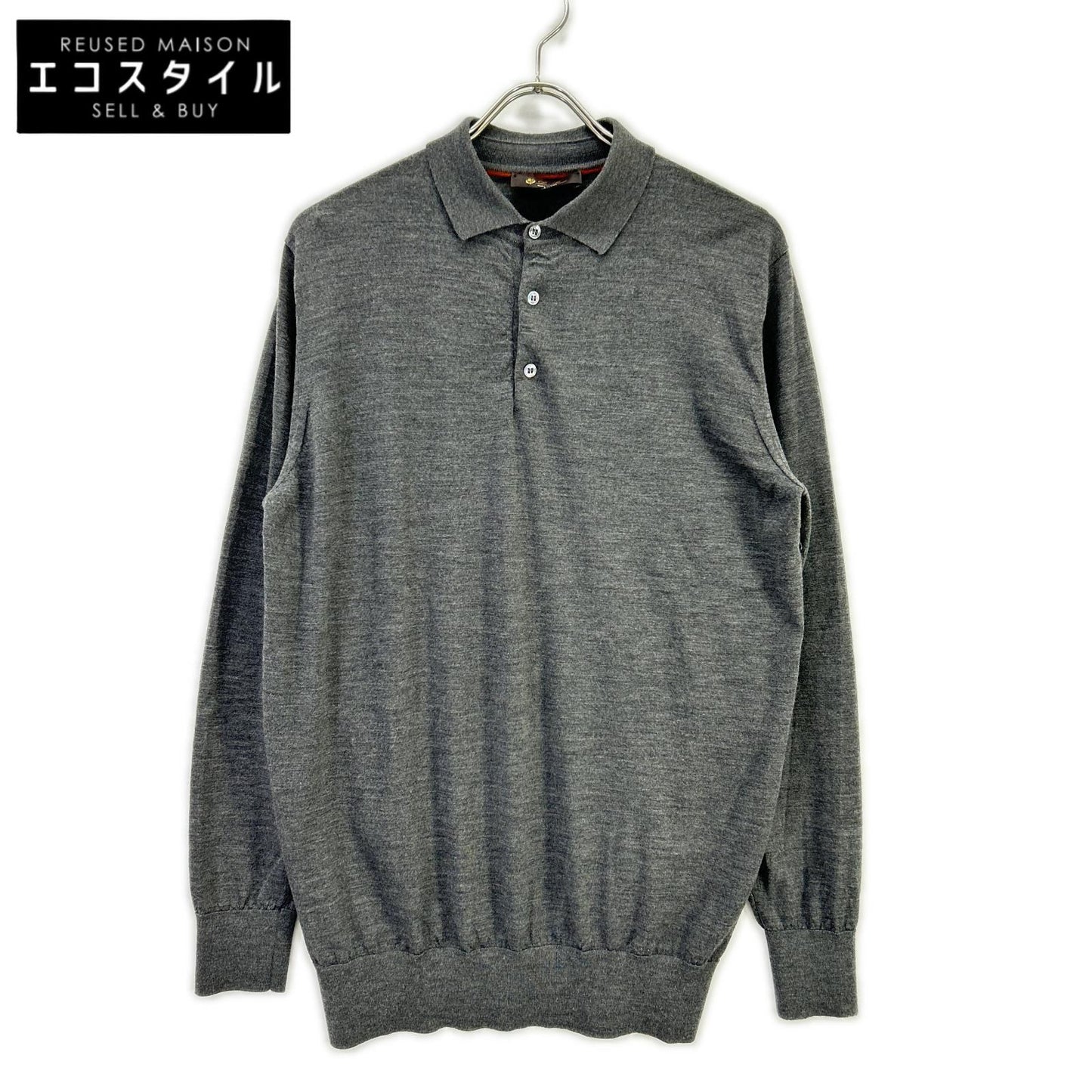 Loro Piana ロロピアーナ FAI2551 グレー ウール100 Ml・ポロ プルオーバーニットポロシャツ トップス