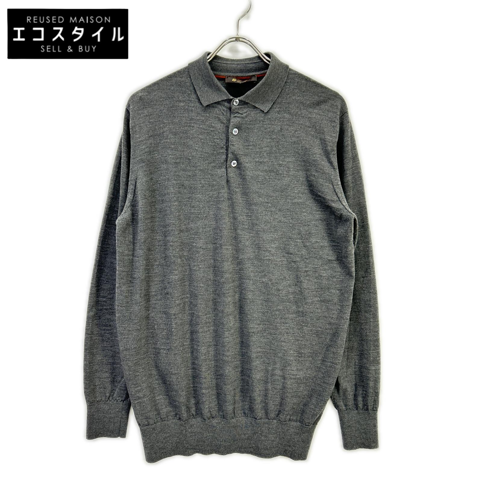 Loro Piana ロロピアーナ FAI2551 グレー ウール100 Ml・ポロ プルオーバーニットポロシャツ トップス