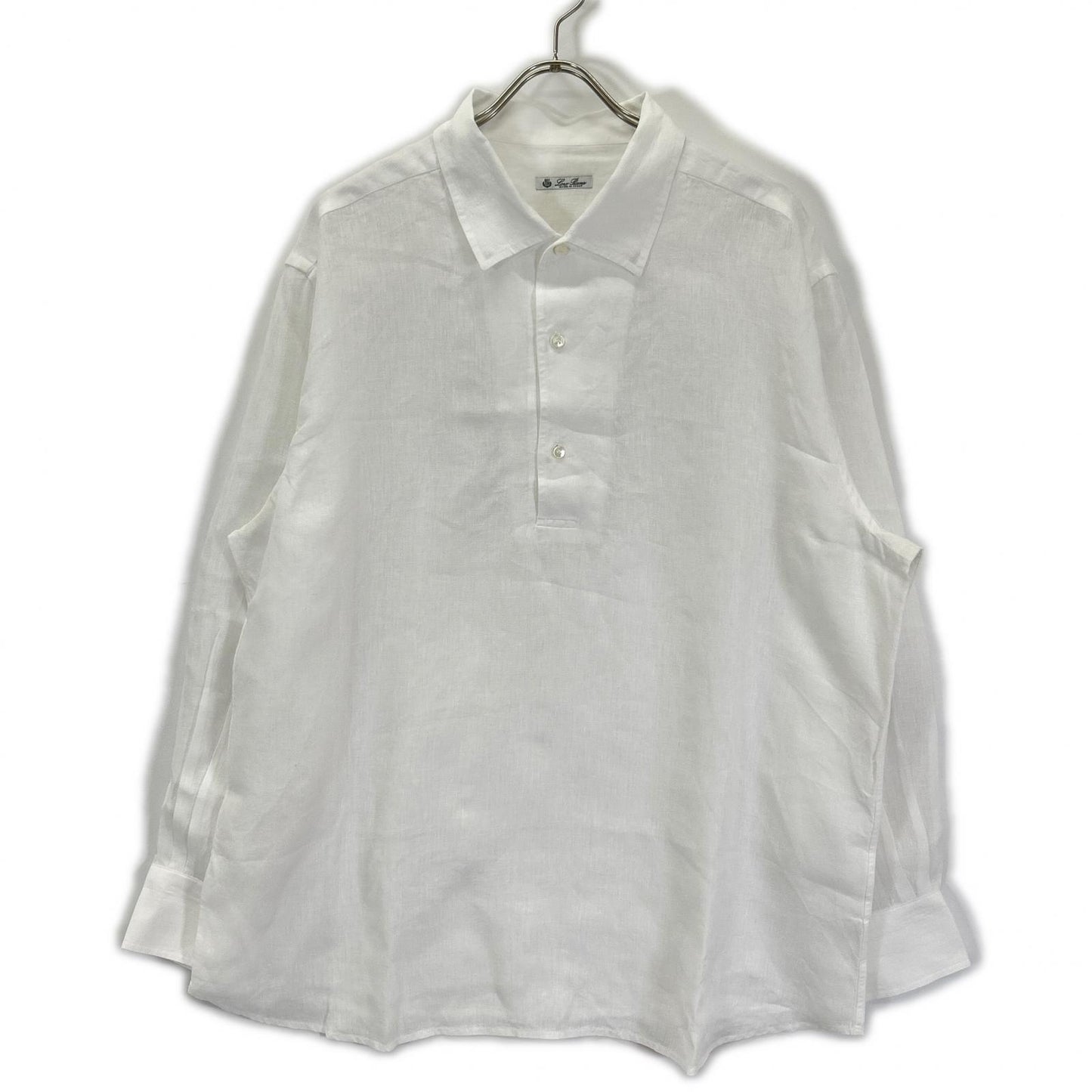 Loro Piana ロロピアーナ MAA8675 ホワイト リネン100 プルオーバー長袖シャツ トップス