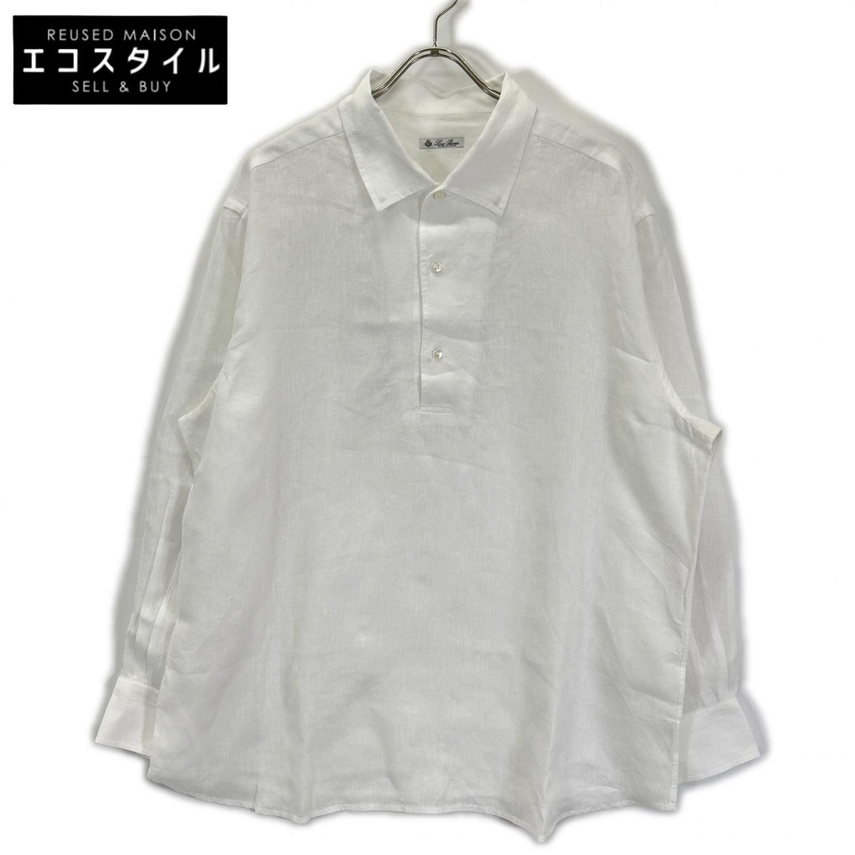 Loro Piana ロロピアーナ MAA8675 ホワイト リネン100 プルオーバー長袖シャツ トップス
