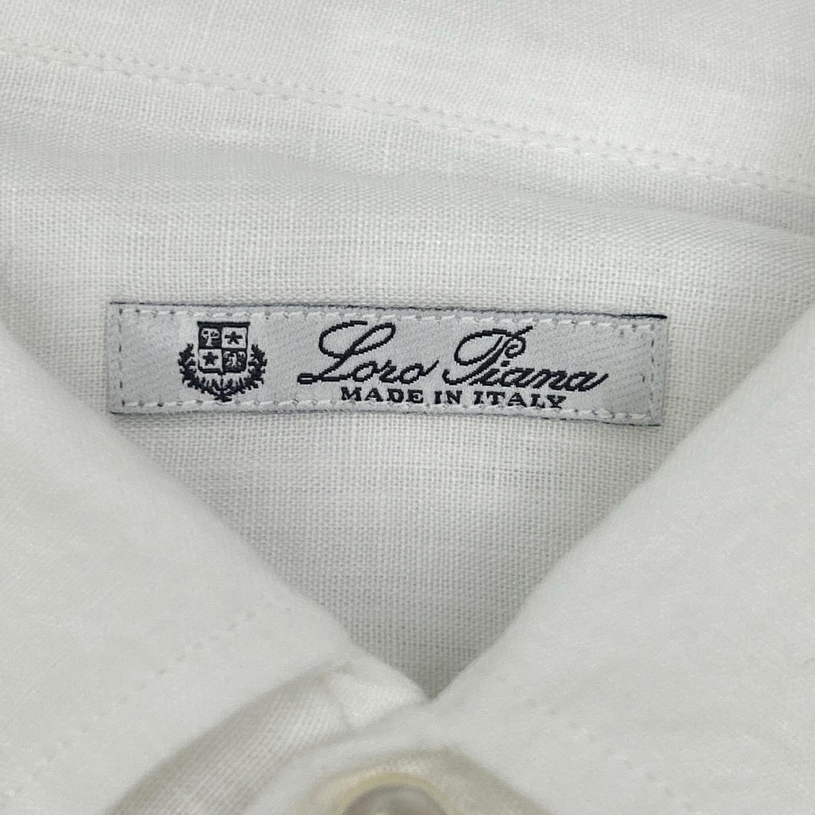 Loro Piana ロロピアーナ MAA8675 ホワイト リネン100 プルオーバー長袖シャツ トップス