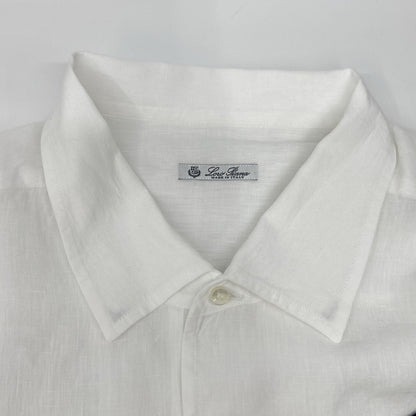 Loro Piana ロロピアーナ MAA8675 ホワイト リネン100 プルオーバー長袖シャツ トップス