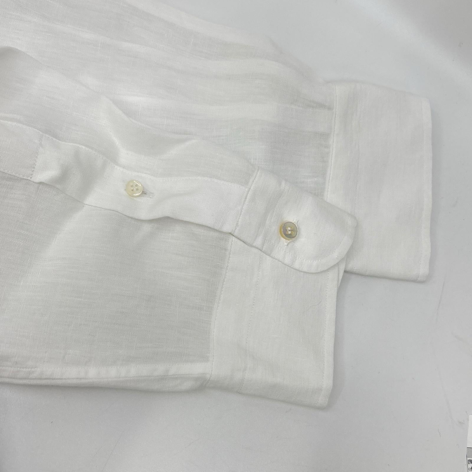 Loro Piana ロロピアーナ MAA8675 ホワイト リネン100 プルオーバー長袖シャツ トップス