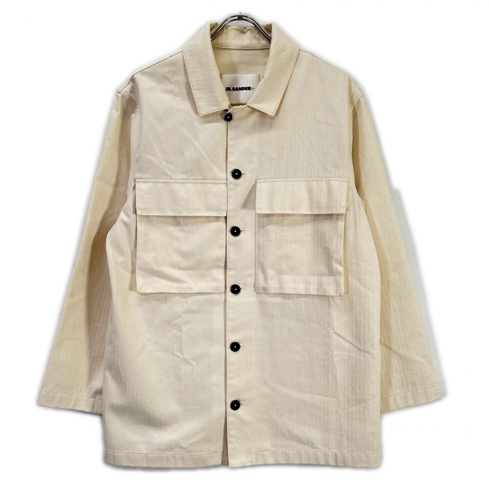 JIL SANDER+ ジルサンダープラス 21SS JPUS600205MS24190011 ホワイト ヘリンボーン オーバーサイズワークシャツジャケット ジャケット