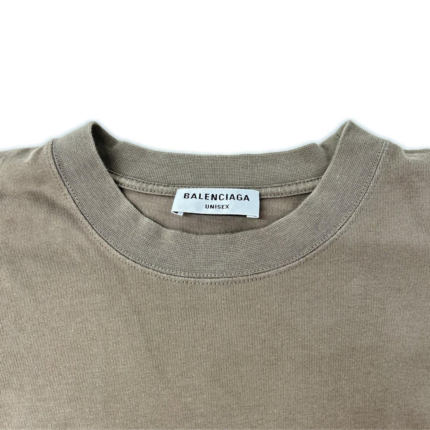 BALENCIAGA バレンシアガ 21年 612965 ブラウン ロゴ刺しゅう クルーネックTシャツ トップス